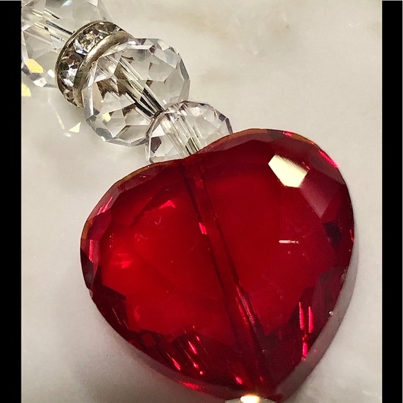 Red & Pink Cut Glass with beads - Picture 4 of 7